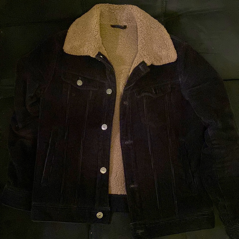 Fox shearling-lined corduroy jacket.